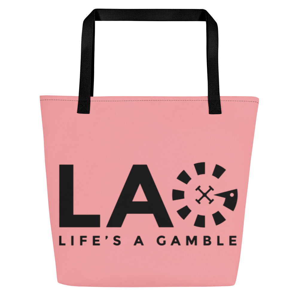 Pink Hunii Beauty LAG Life's A Gamble Black All-Over Print Large Tote Bag