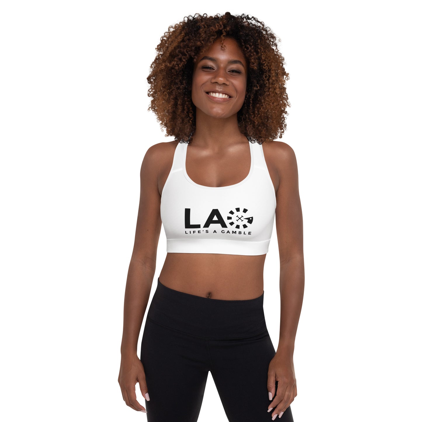 LAG Life's A Gamble Black Padded Sports Bra