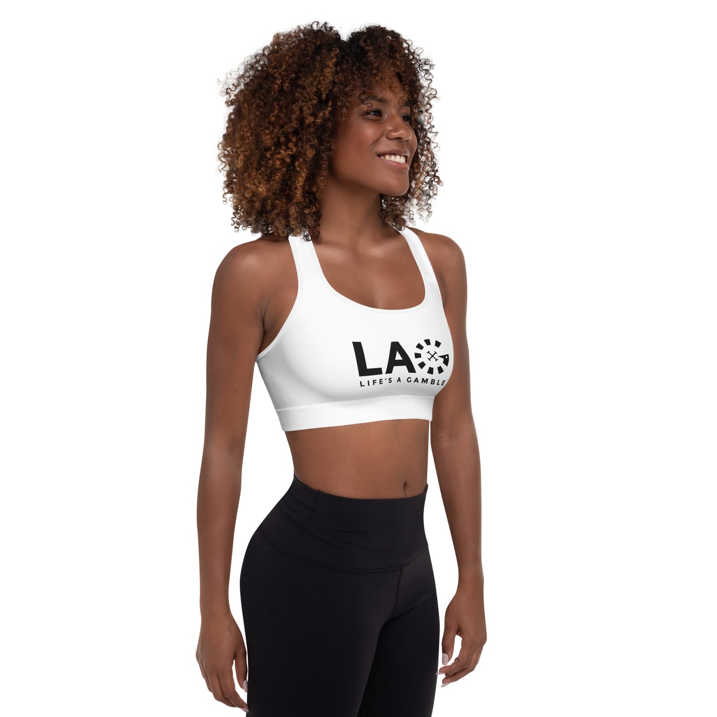 LAG Life's A Gamble Black Padded Sports Bra