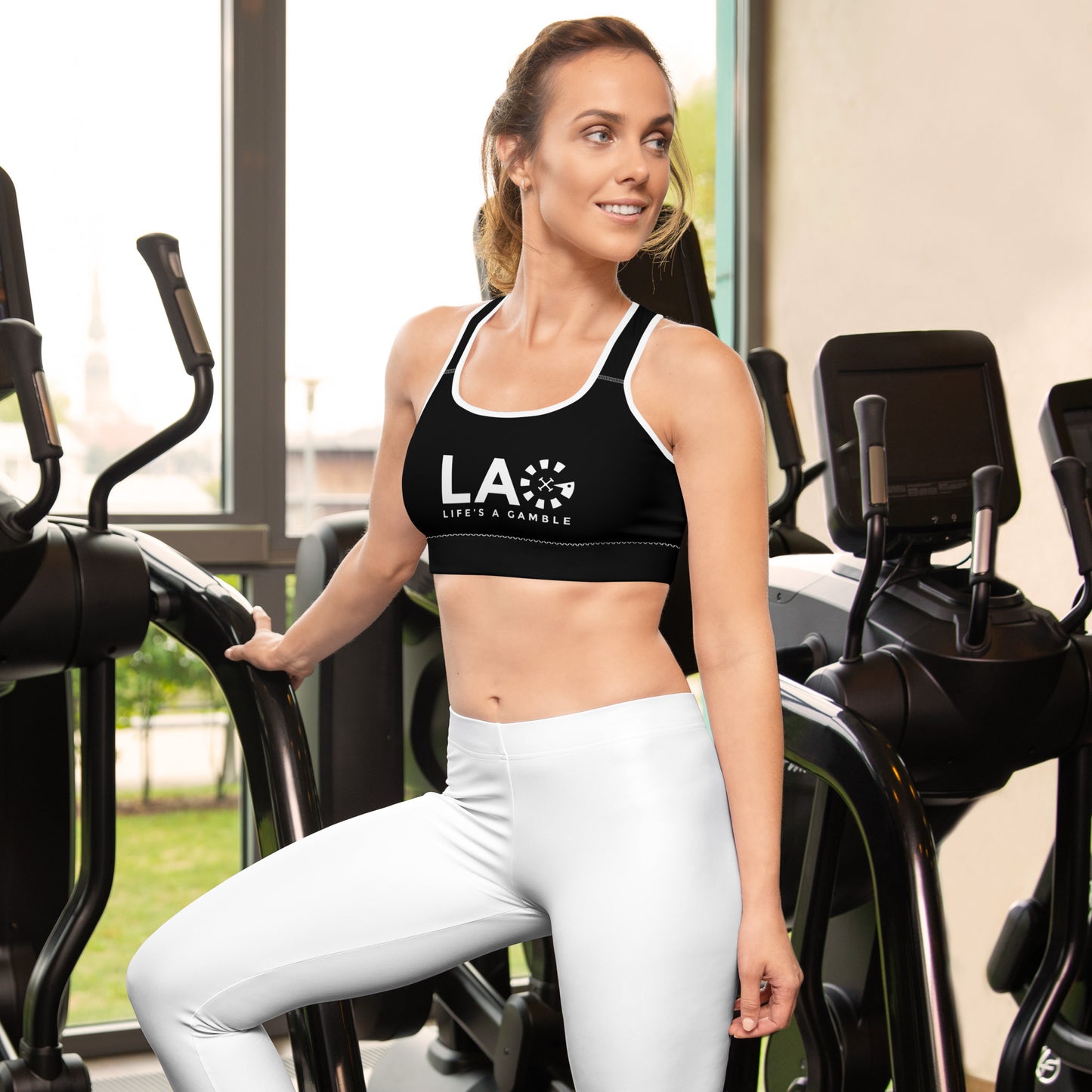 LAG Life's A Gamble White Sports bra