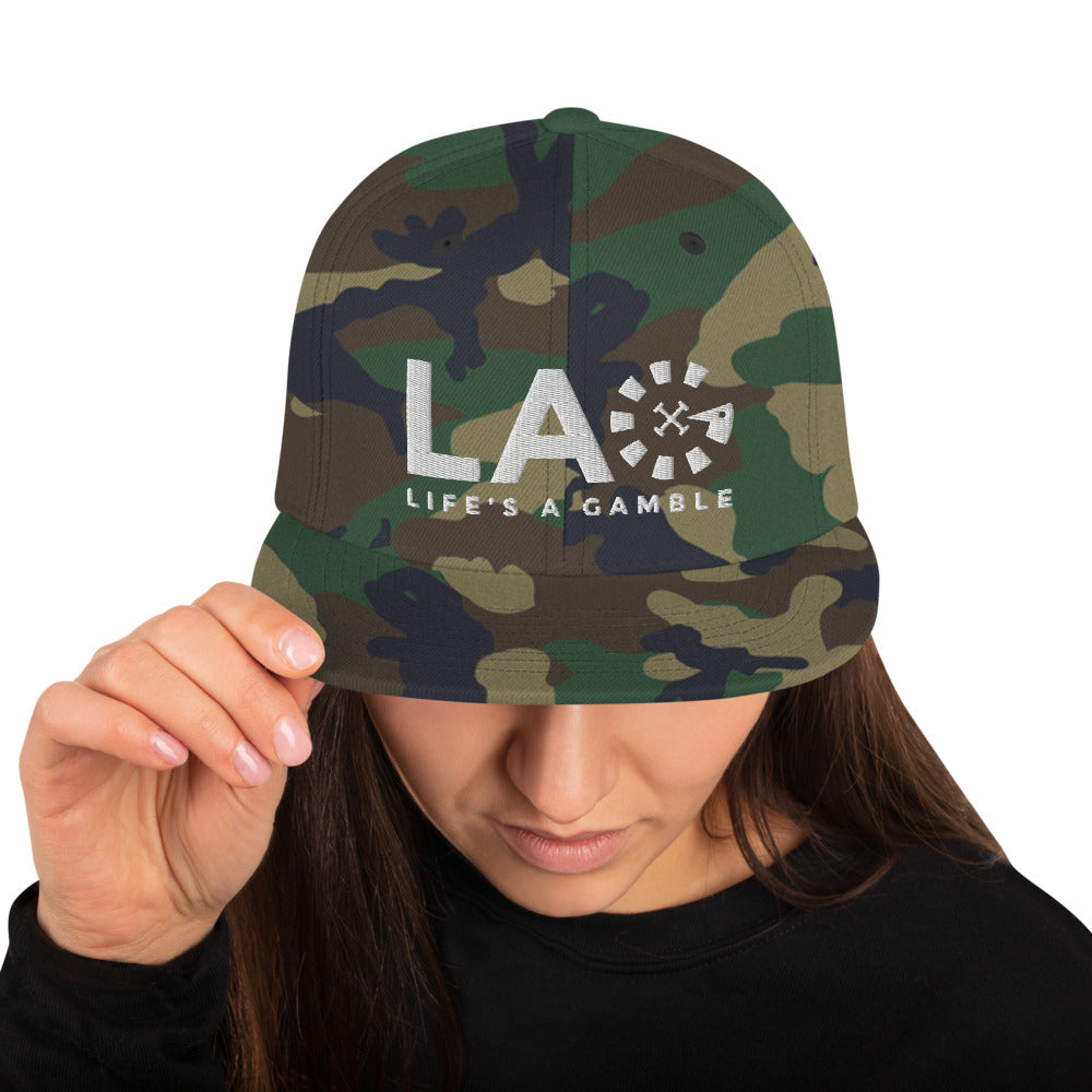 LAG Life's A Gamble White Snapback Hat