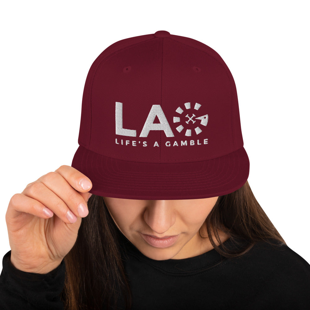 LAG Life's A Gamble White Snapback Hat