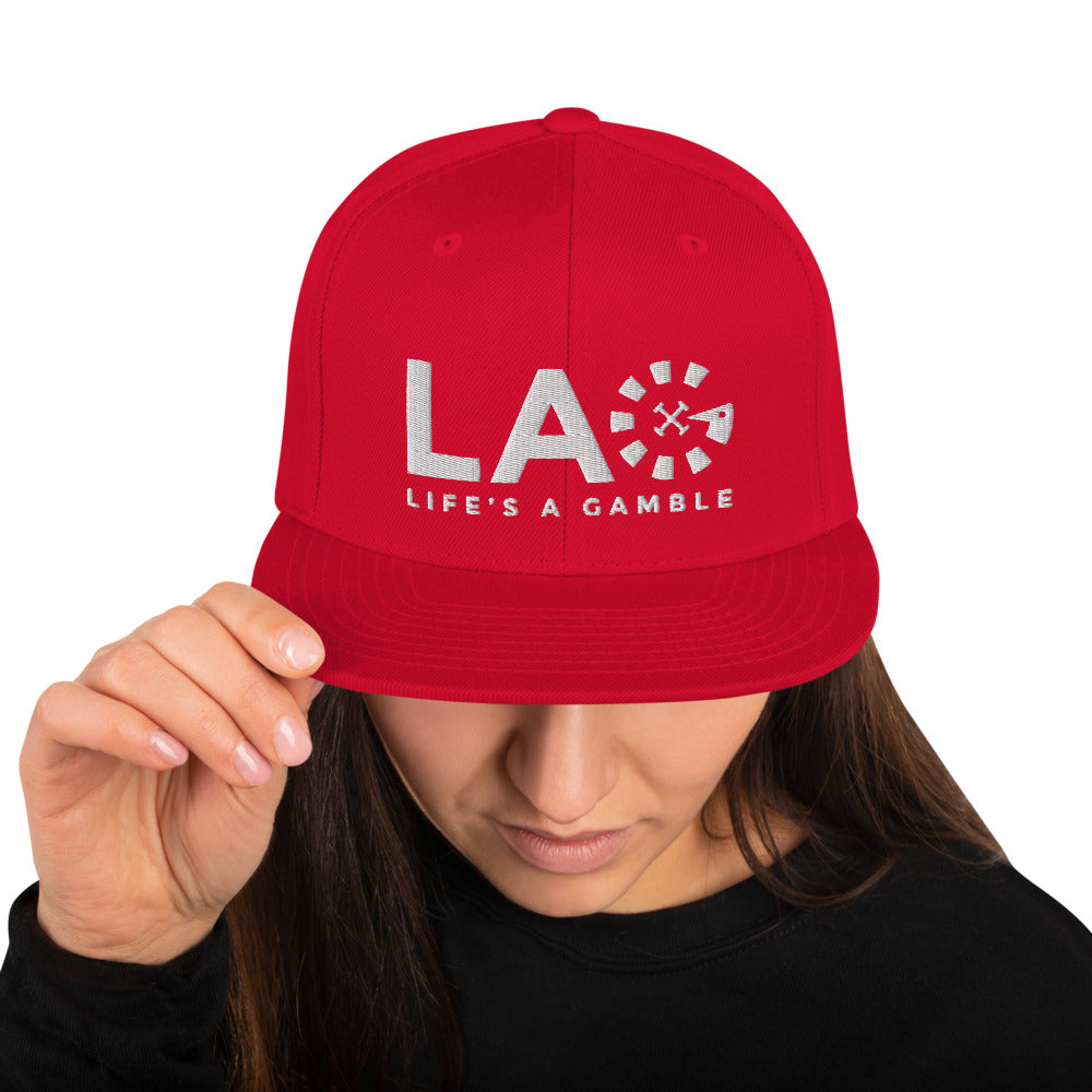 LAG Life's A Gamble White Snapback Hat