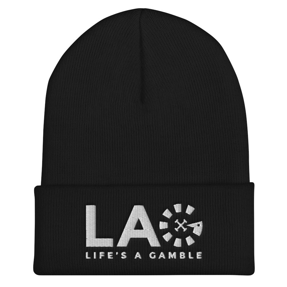 LAG Life's A Gamble White Cuffed Beanie
