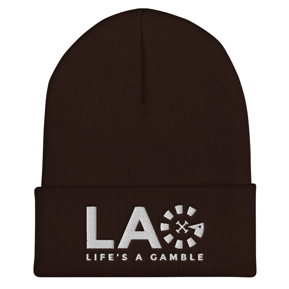 LAG Life's A Gamble White Cuffed Beanie