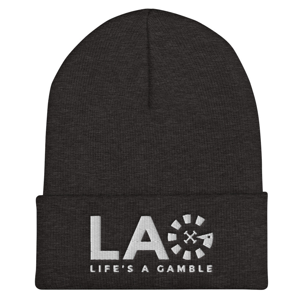 LAG Life's A Gamble White Cuffed Beanie
