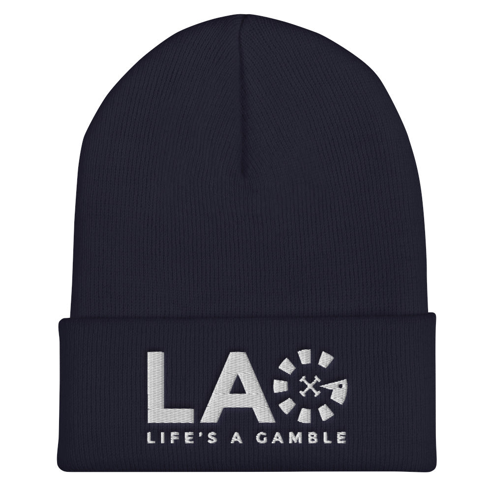 LAG Life's A Gamble White Cuffed Beanie