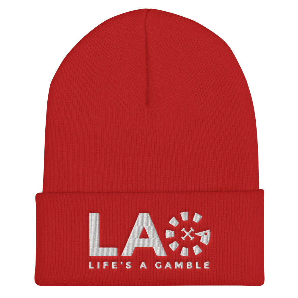 LAG Life's A Gamble White Cuffed Beanie