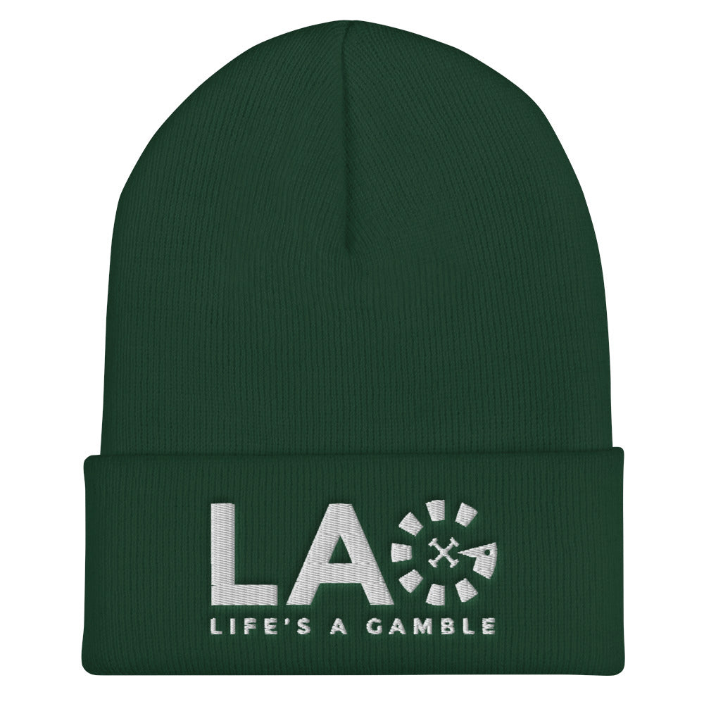 LAG Life's A Gamble White Cuffed Beanie