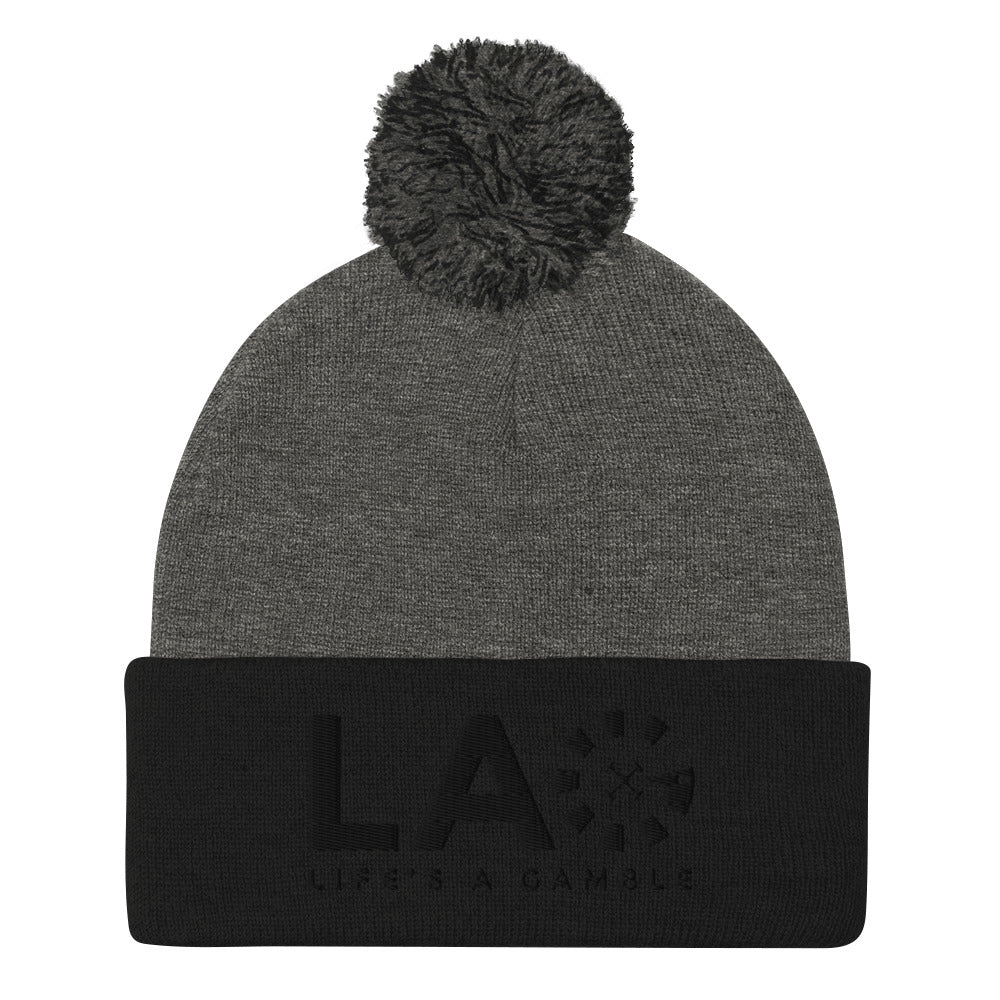 LAG Life's A Gamble Black Pom-Pom Beanie