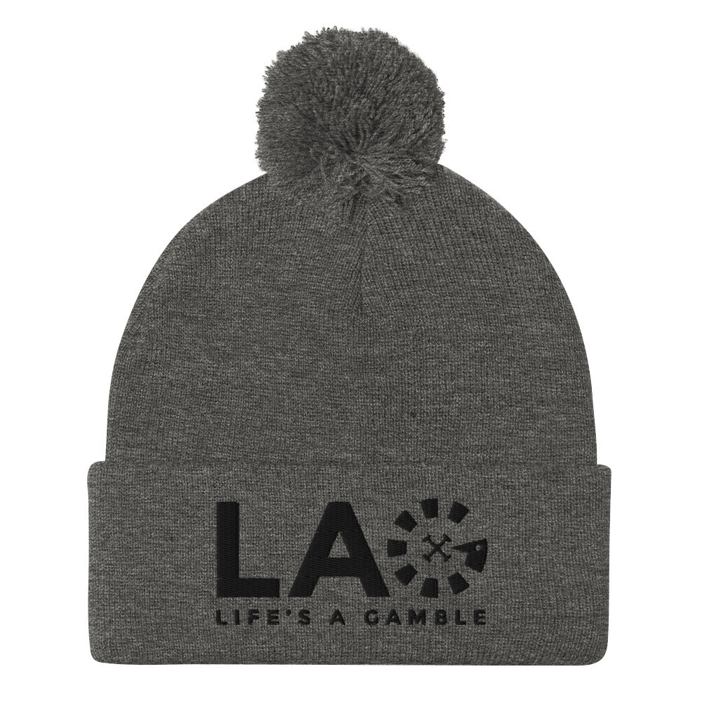 LAG Life's A Gamble Black Pom-Pom Beanie