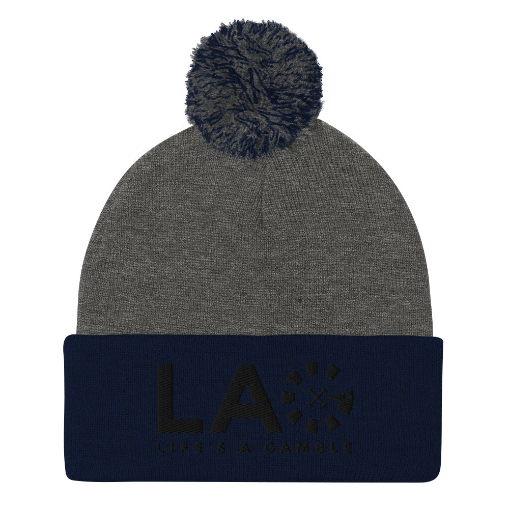 LAG Life's A Gamble Black Pom-Pom Beanie