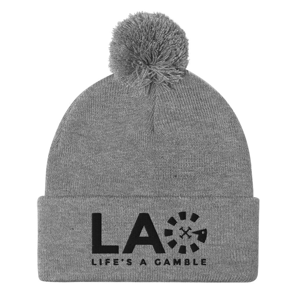 LAG Life's A Gamble Black Pom-Pom Beanie