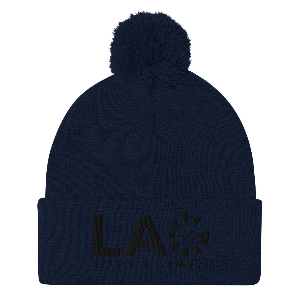 LAG Life's A Gamble Black Pom-Pom Beanie