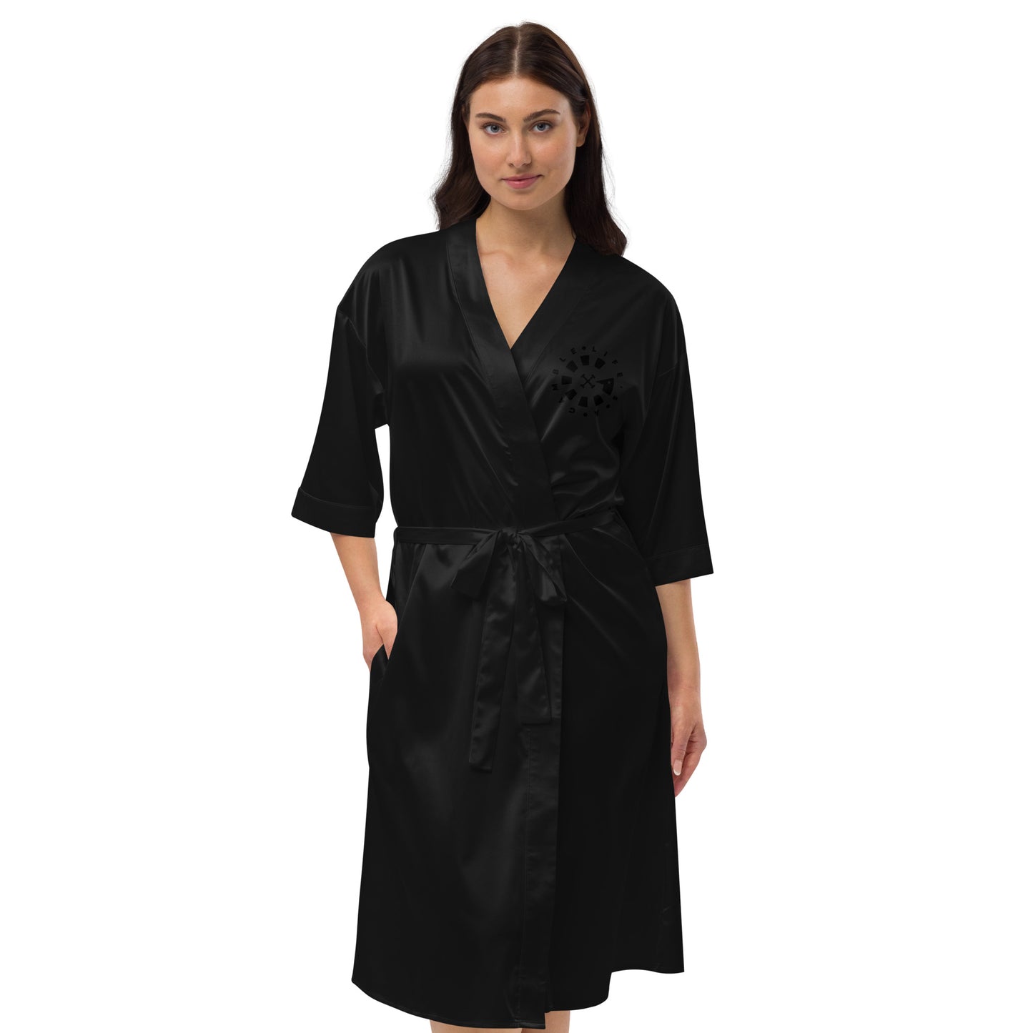 LAG Life's A Gamble Circle Black Satin robe