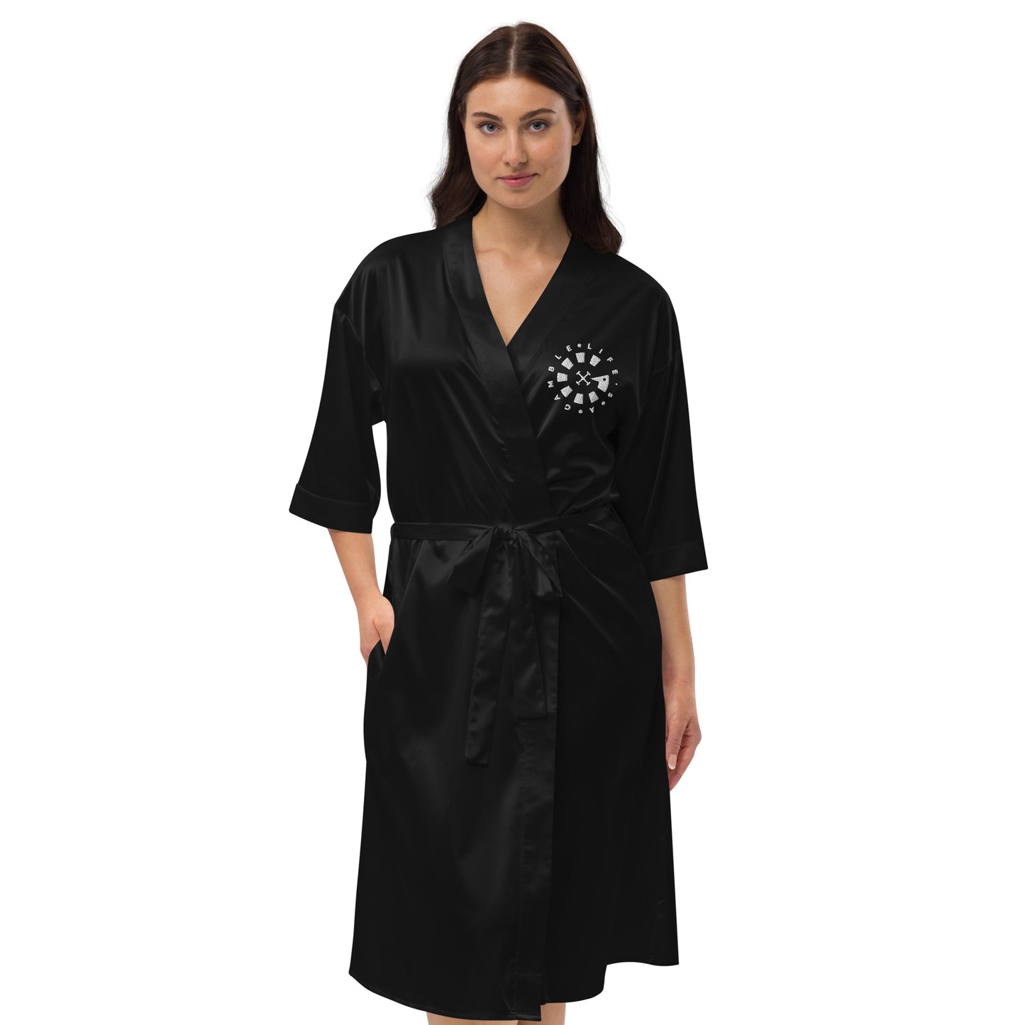 LAG Life's A Gamble Circle White Satin robe
