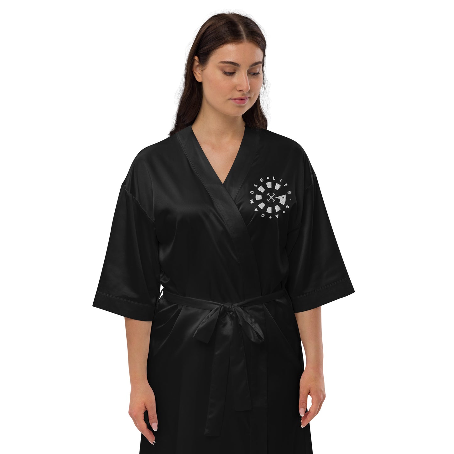 LAG Life's A Gamble Circle White Satin robe