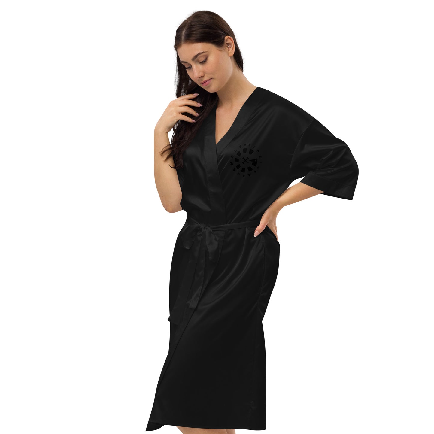 LAG Life's A Gamble Circle Black Satin robe