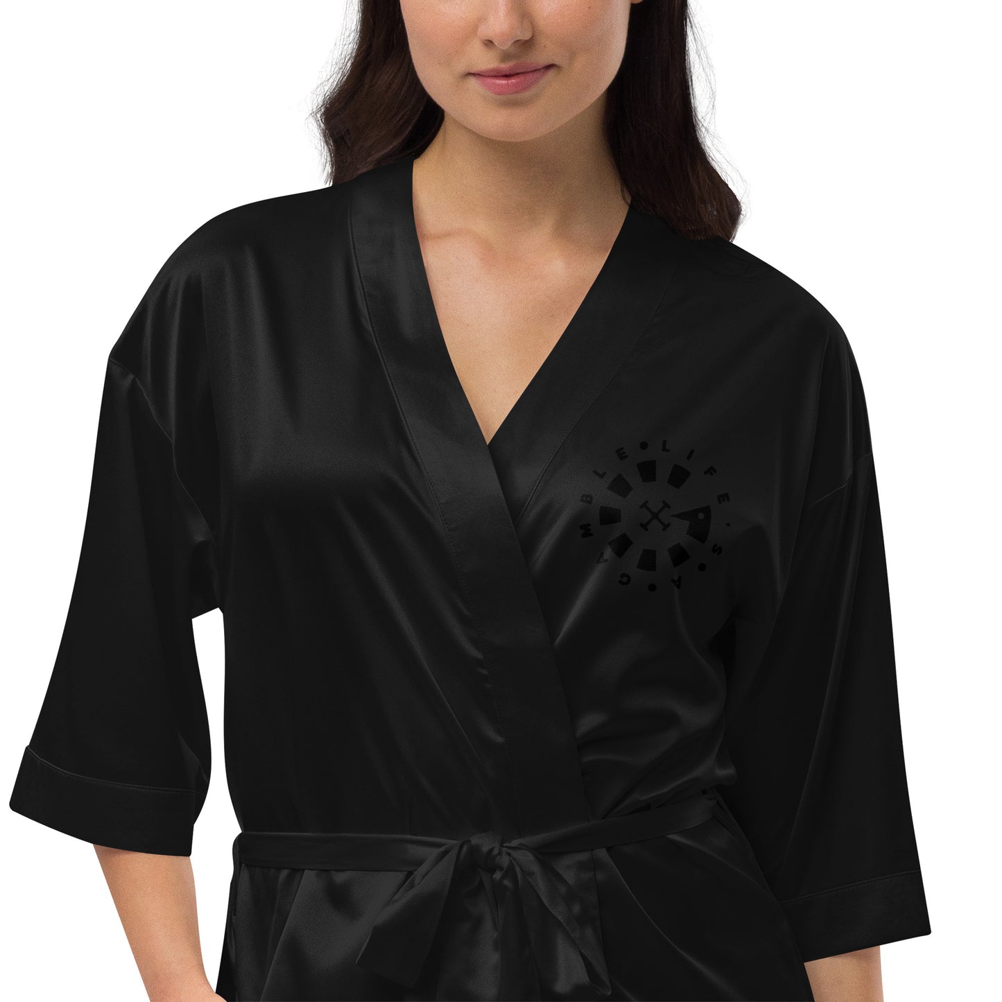 LAG Life's A Gamble Circle Black Satin robe