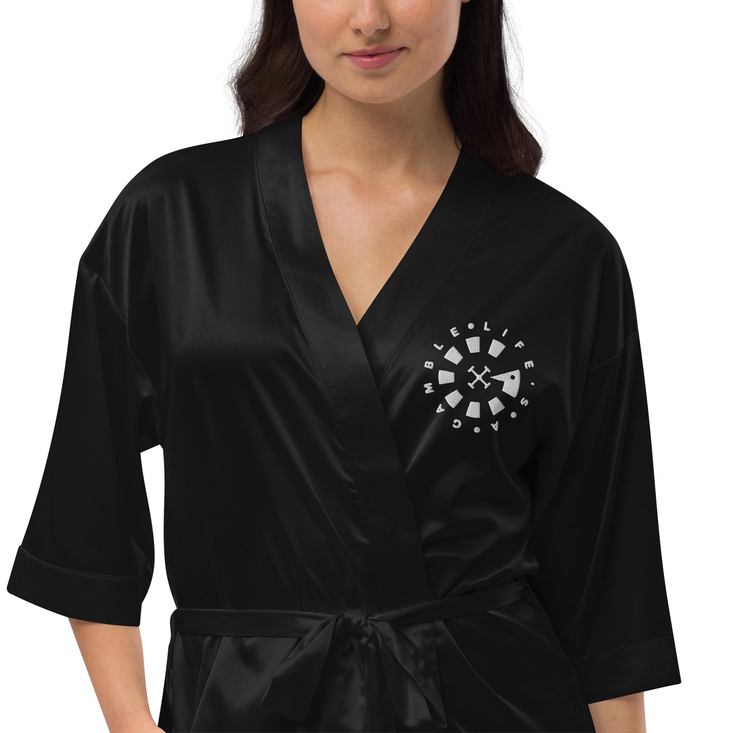 LAG Life's A Gamble Circle White Satin robe