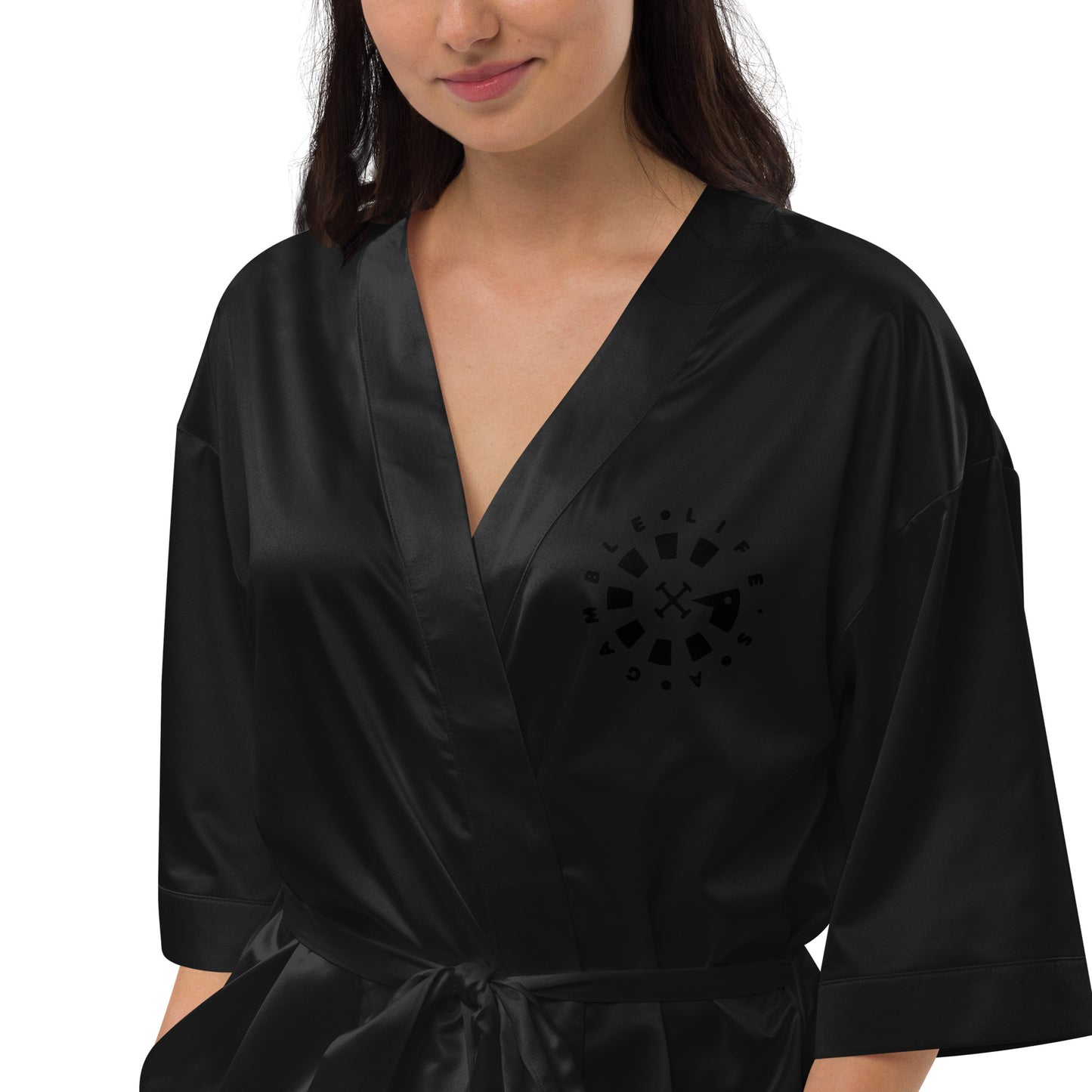 LAG Life's A Gamble Circle Black Satin robe
