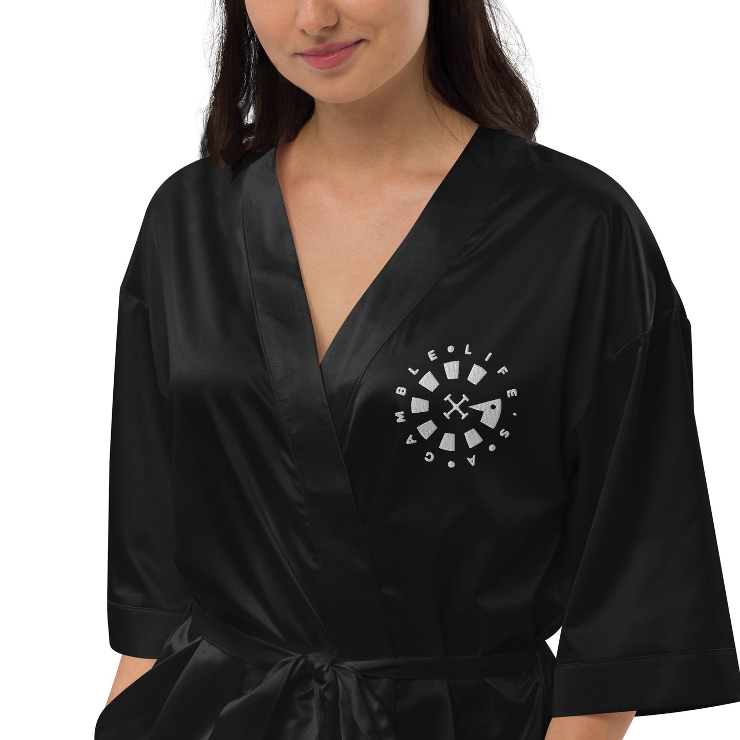 LAG Life's A Gamble Circle White Satin robe