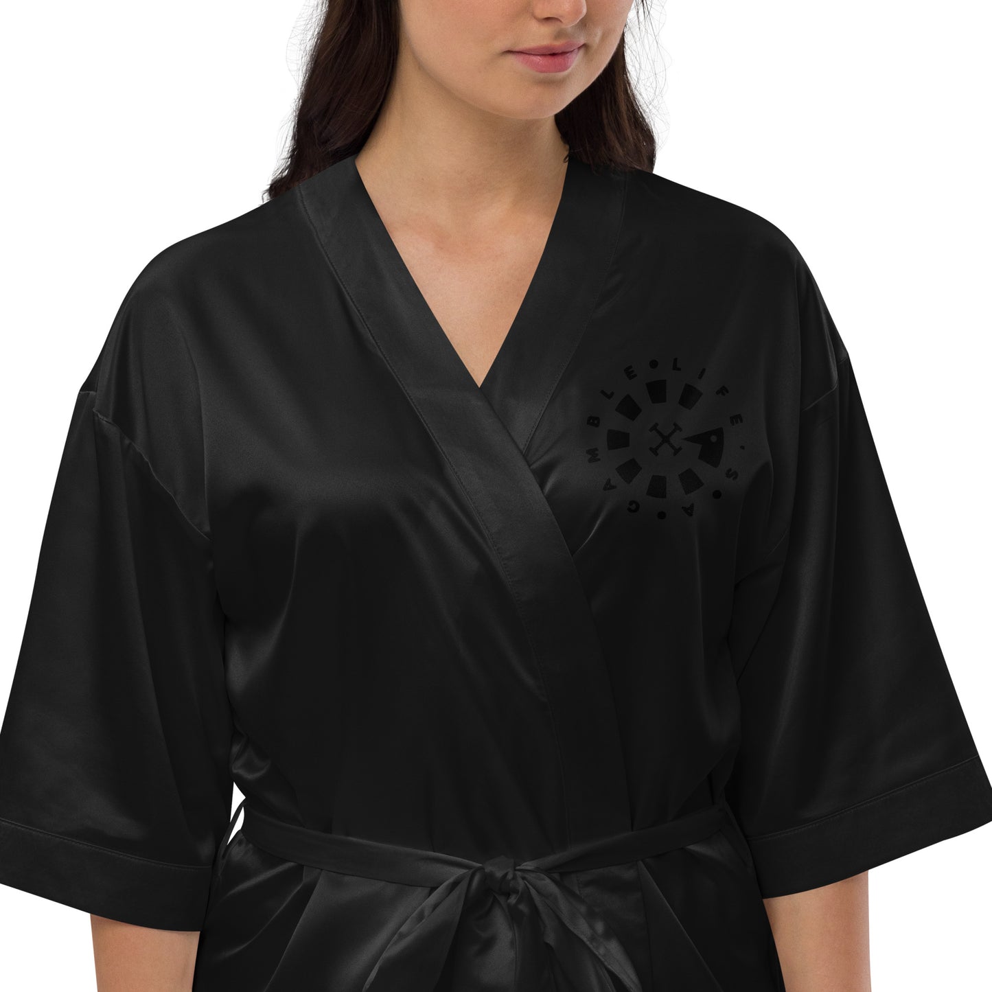 LAG Life's A Gamble Circle Black Satin robe