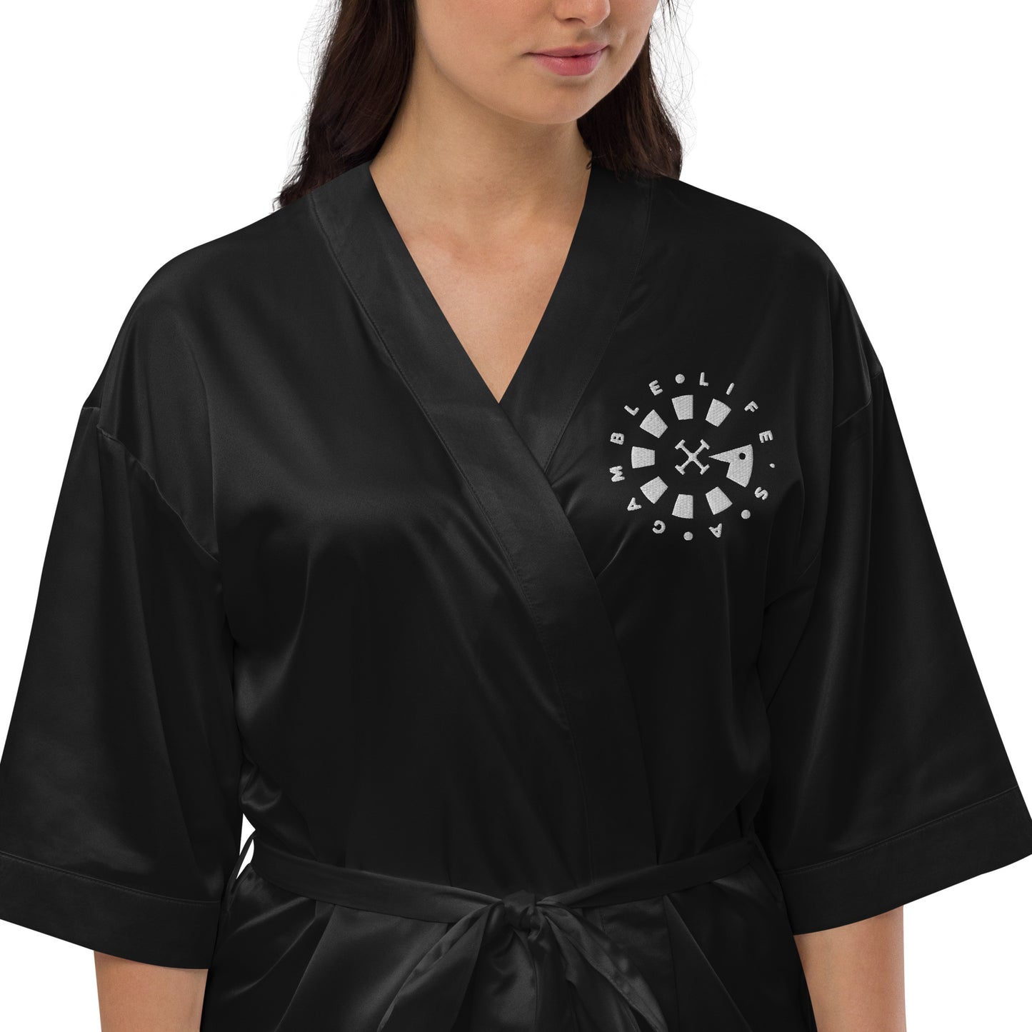 LAG Life's A Gamble Circle White Satin robe