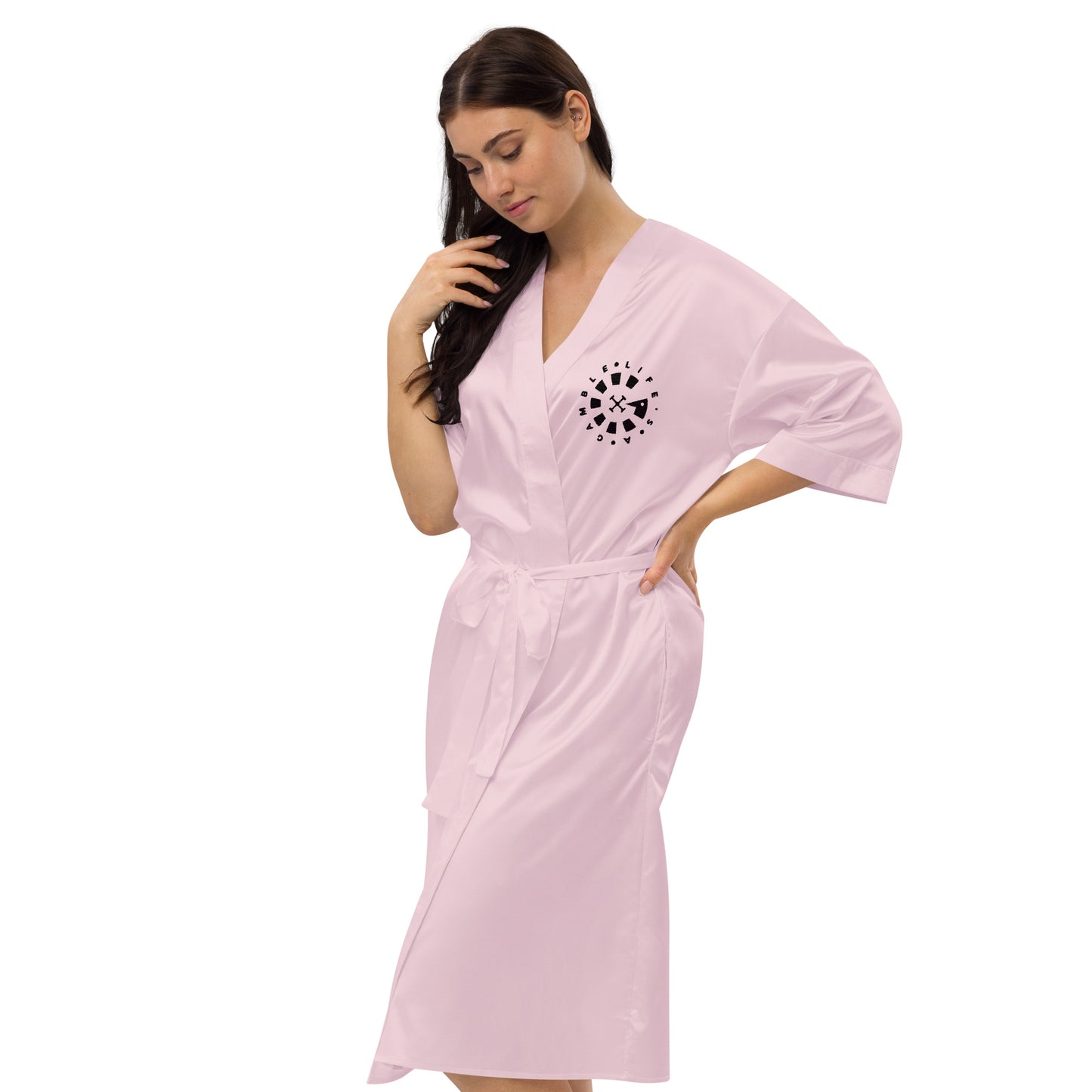 LAG Life's A Gamble Circle Black Satin robe