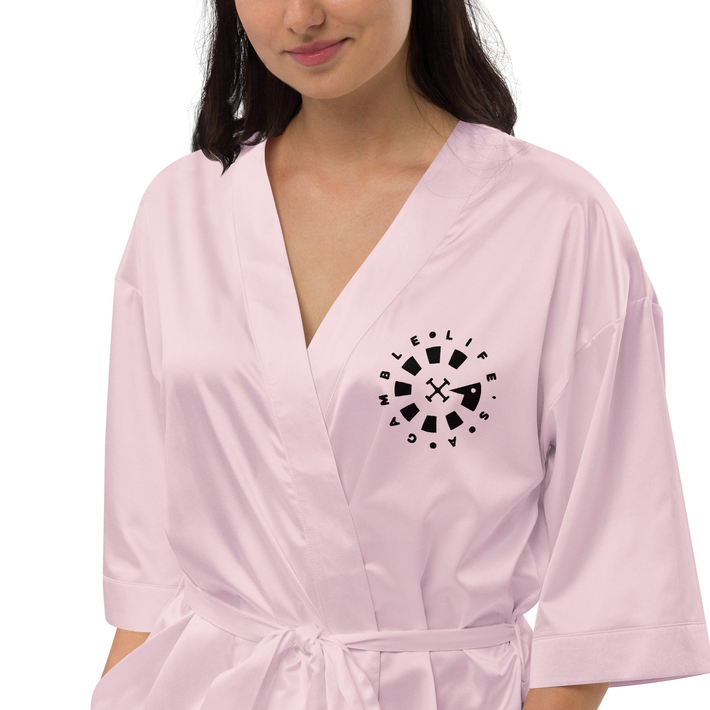 LAG Life's A Gamble Circle Black Satin robe