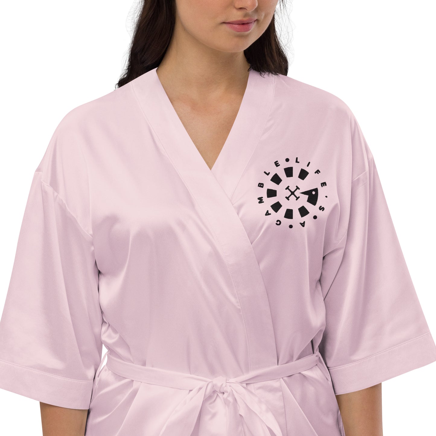 LAG Life's A Gamble Circle Black Satin robe