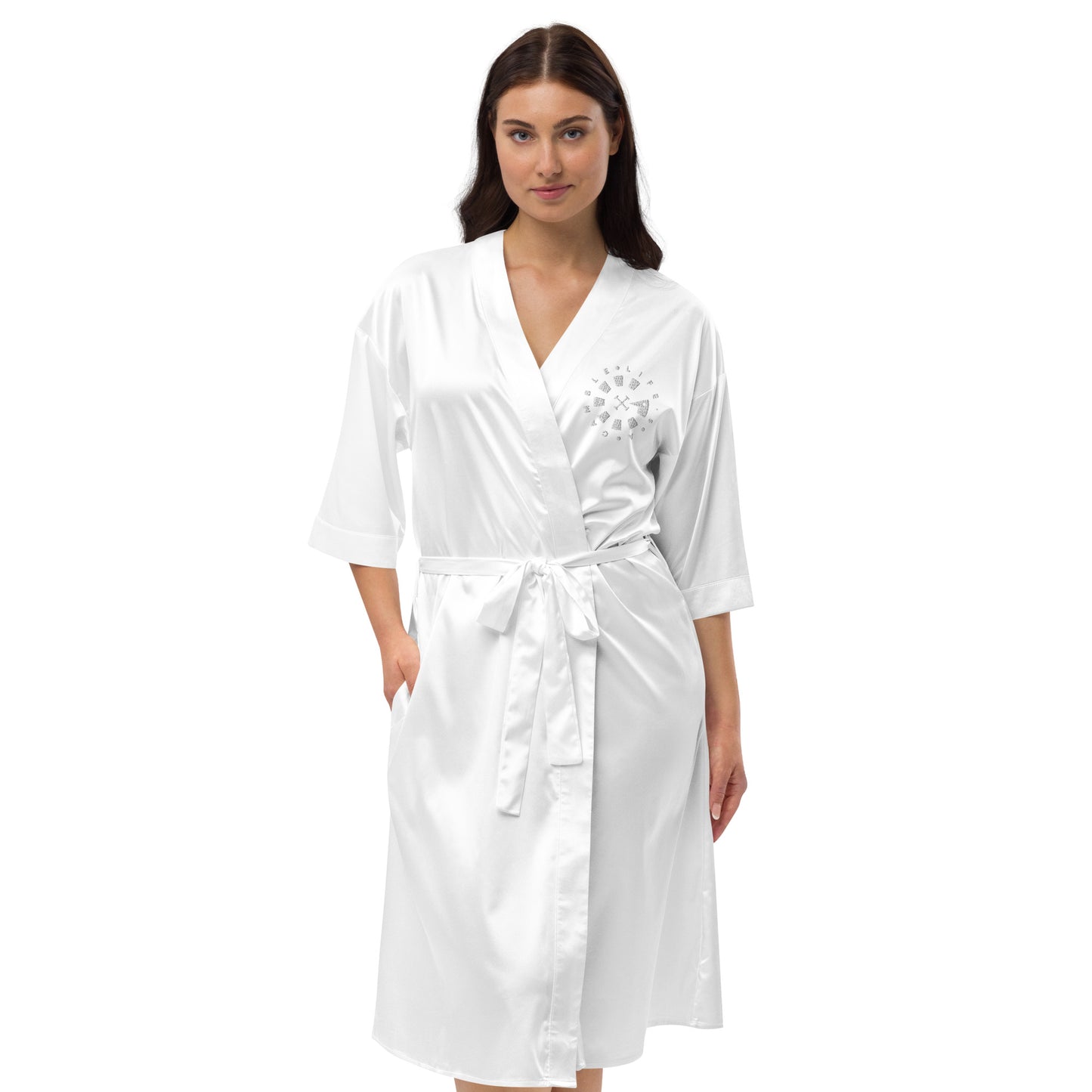 LAG Life's A Gamble Circle White Satin robe