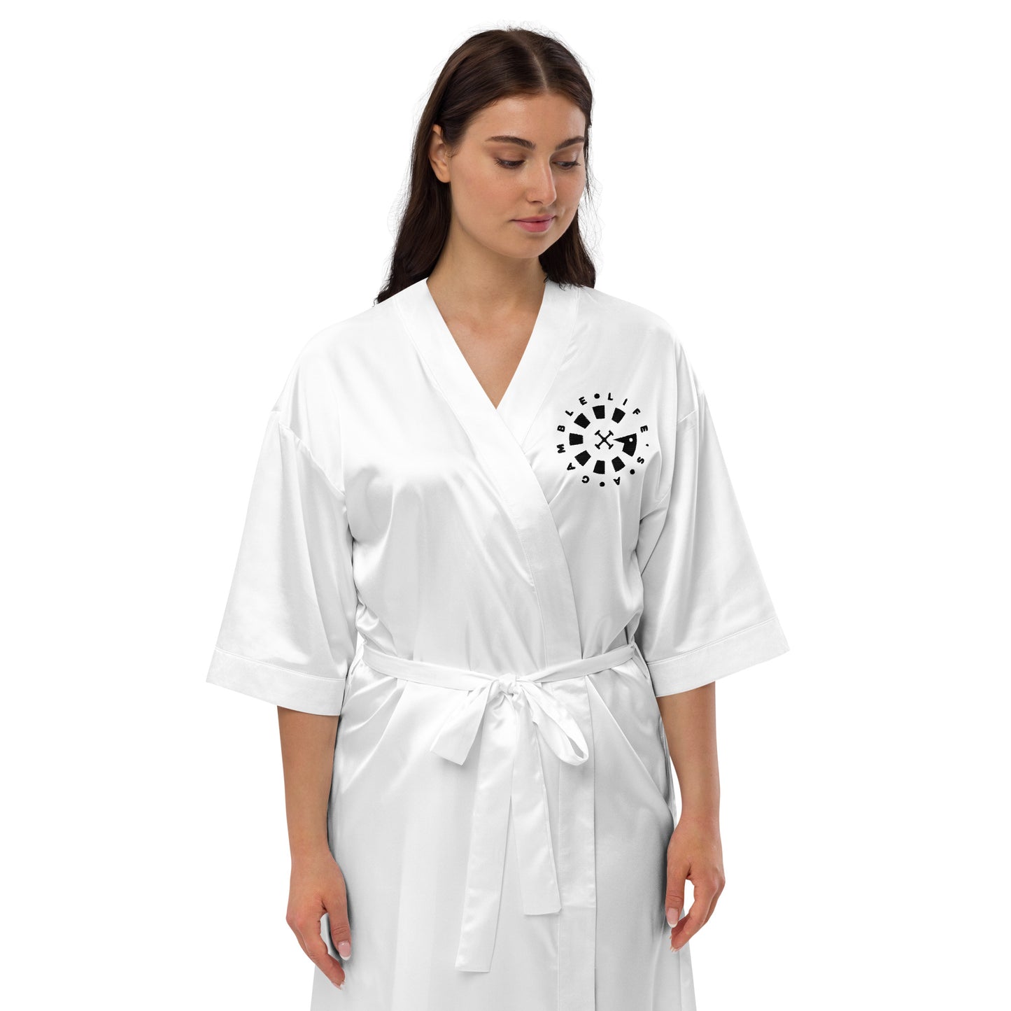 LAG Life's A Gamble Circle Black Satin robe