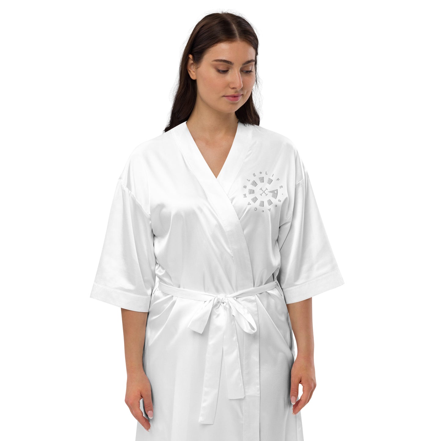LAG Life's A Gamble Circle White Satin robe