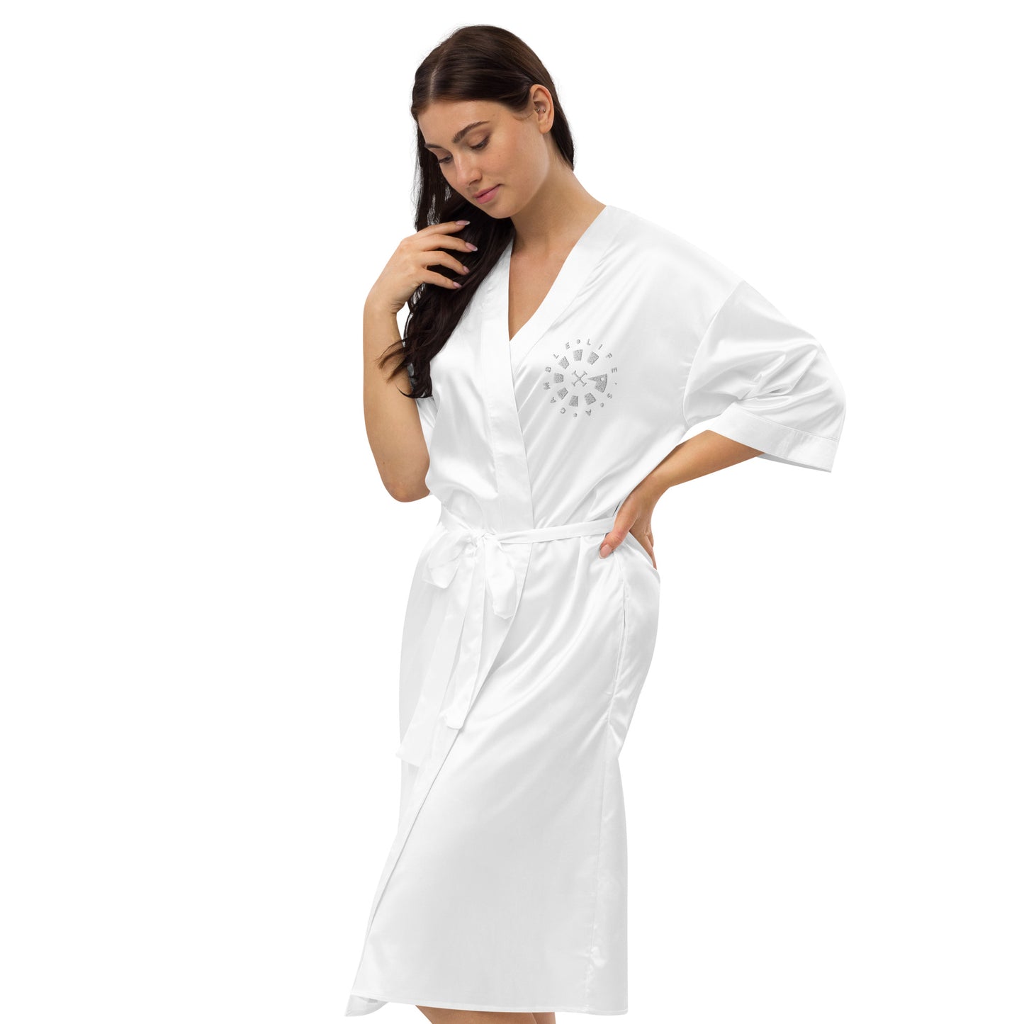 LAG Life's A Gamble Circle White Satin robe