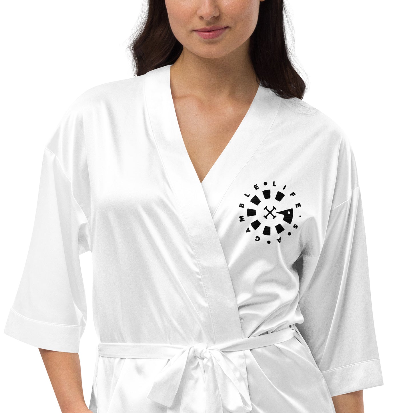LAG Life's A Gamble Circle Black Satin robe