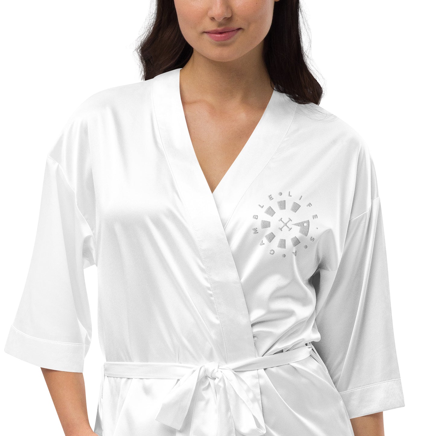 LAG Life's A Gamble Circle White Satin robe