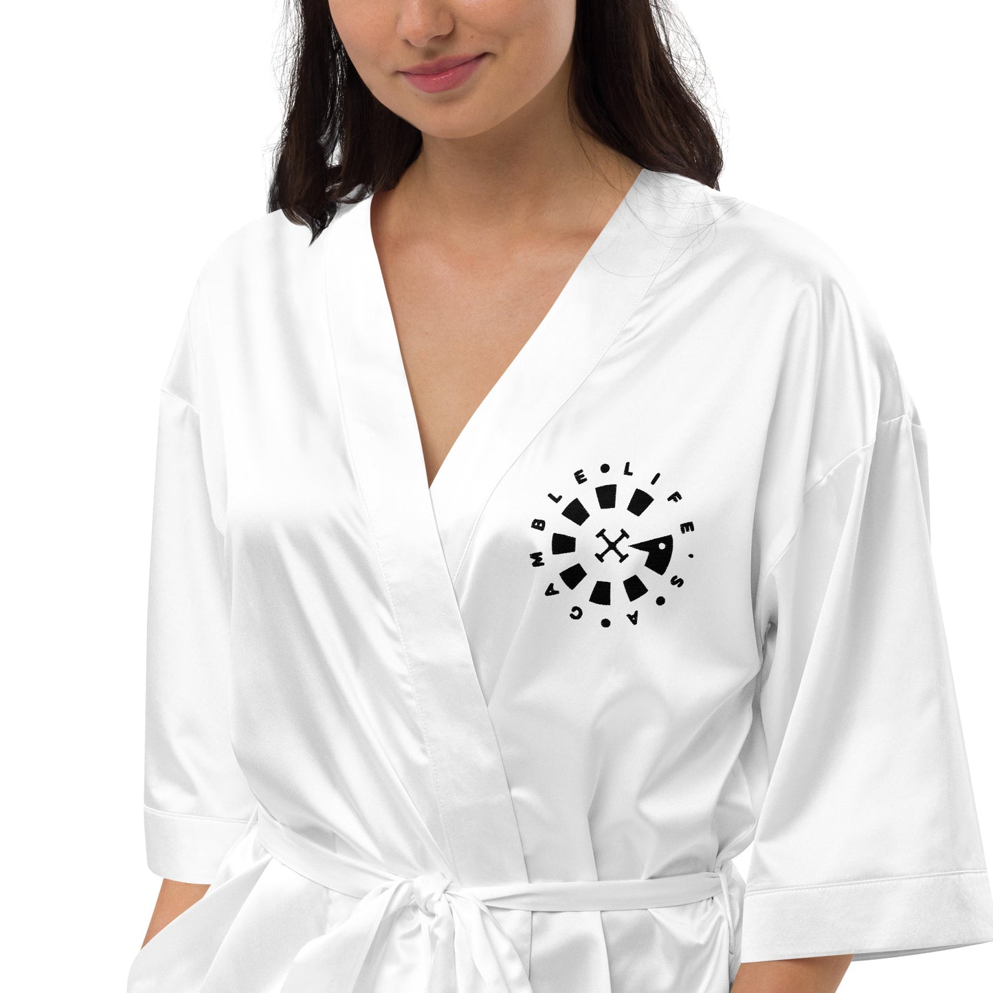 LAG Life's A Gamble Circle Black Satin robe