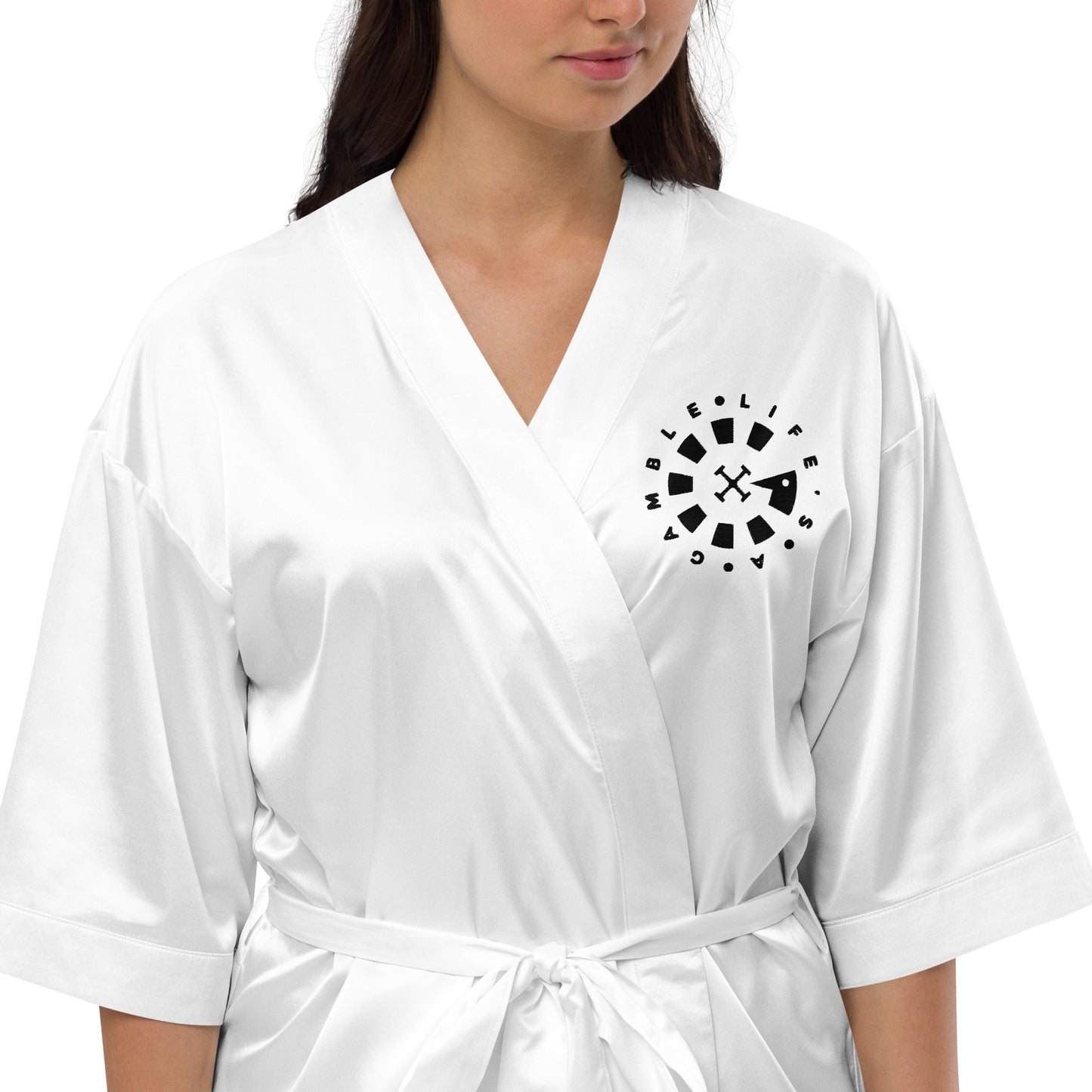 LAG Life's A Gamble Circle Black Satin robe