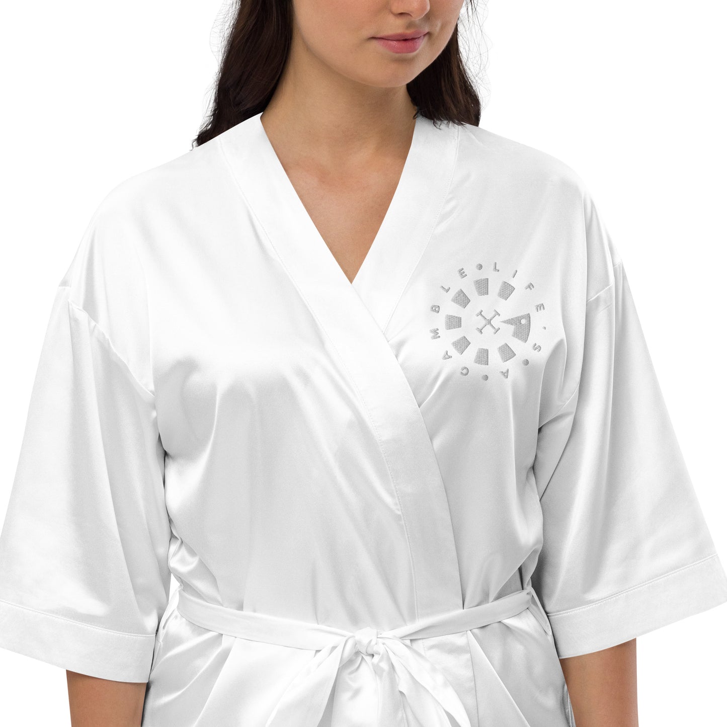 LAG Life's A Gamble Circle White Satin robe