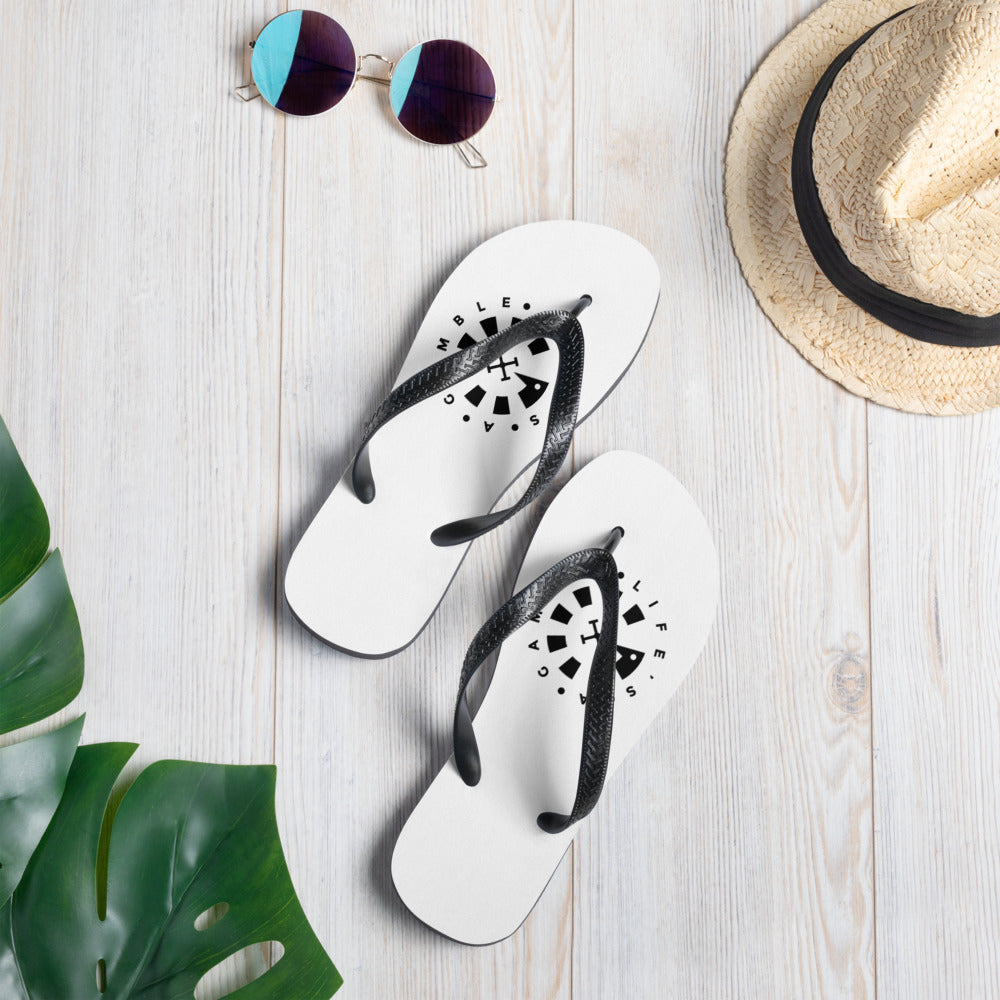 LAG Life's A Gamble Circle Black Flip-Flops