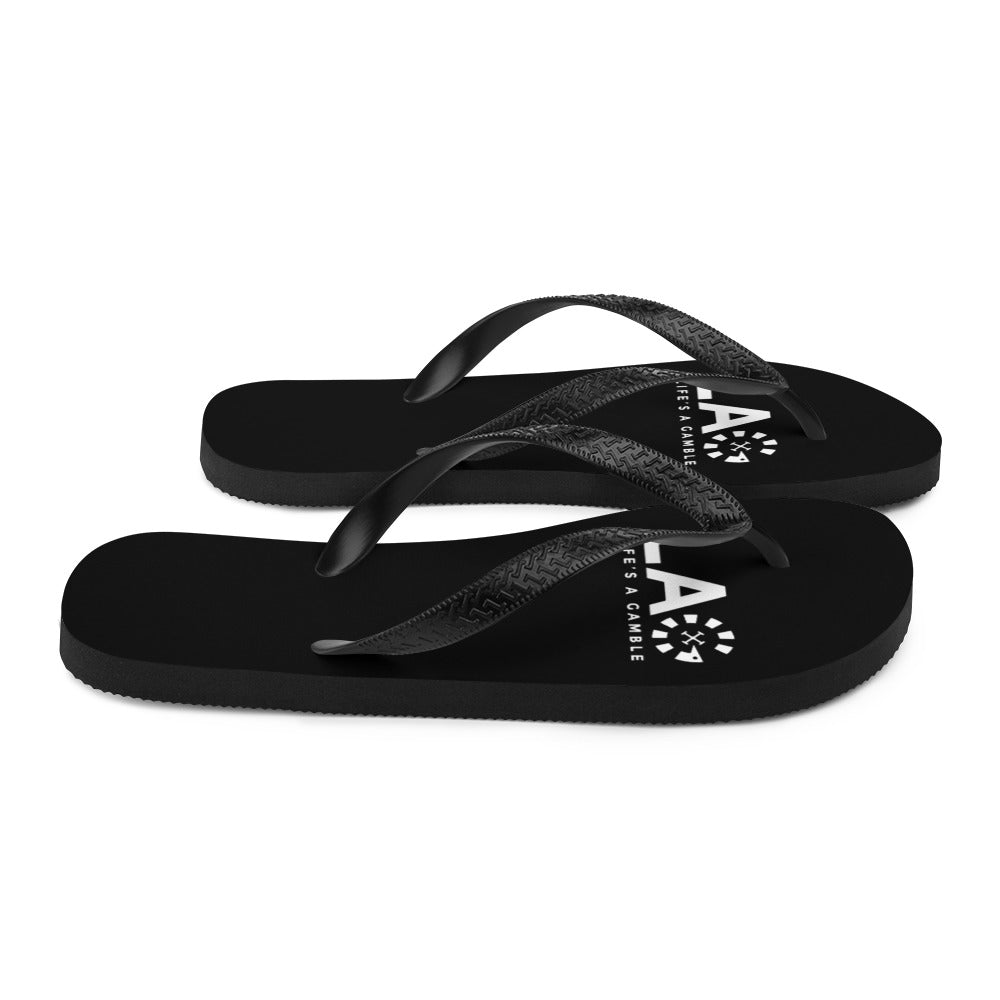 LAG Life's A Gamble White Flip-Flops