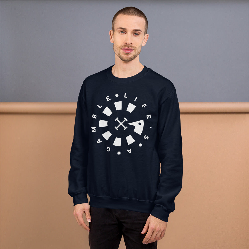 LAG Life's A Gamble Circle White Unisex Sweatshirt