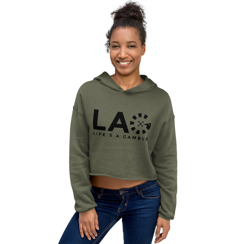 LAG Life's A Gamble Black Women's Crop Top Hoodie