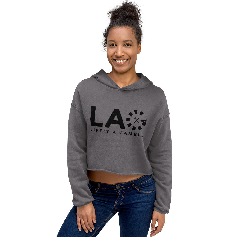 LAG Life's A Gamble Black Women's Crop Top Hoodie